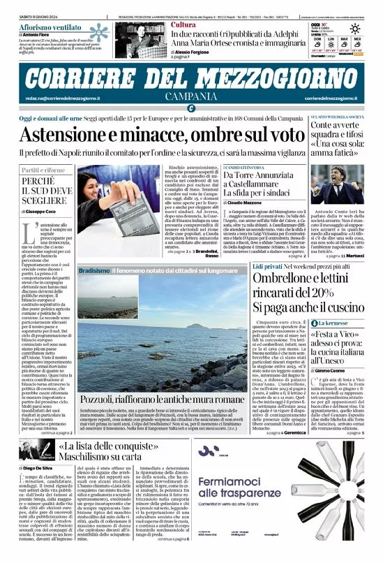 Prima-pagina-corriere del mezzogiorno-del-2024-06-08